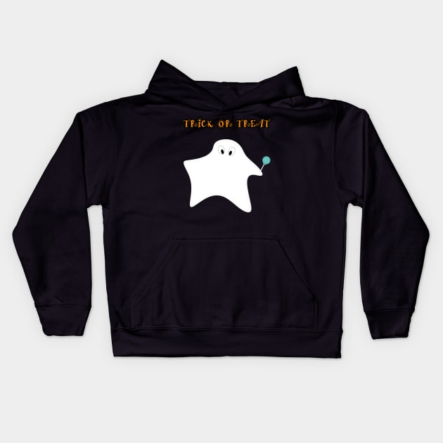 Trick or treat - Halloween, ghost, candy, lollipop. Kids Hoodie by kerens